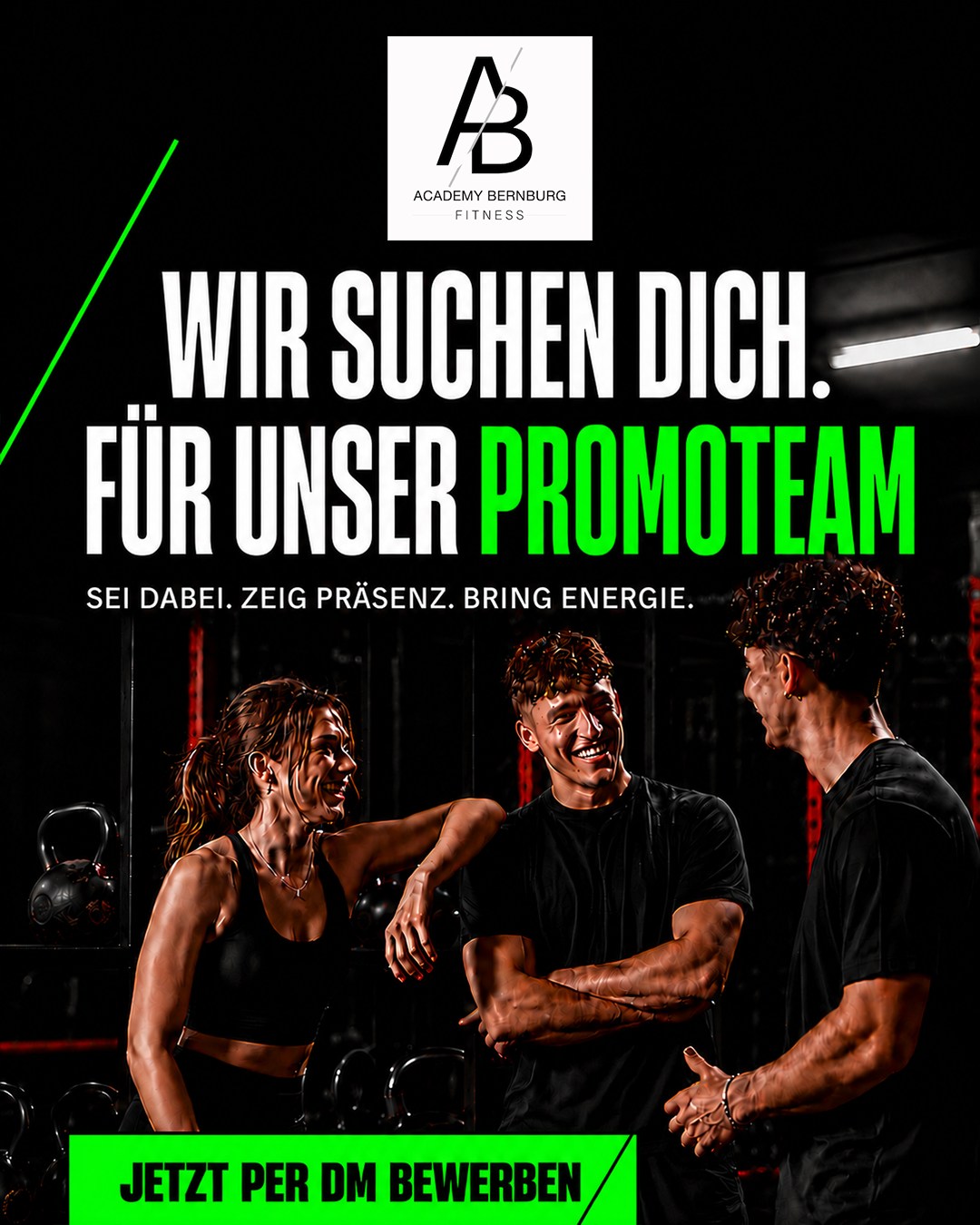 🔥 WIR SUCHEN DICH FÜR UNSER PROMOTEAM! 🔥
Du bist offen, kommunikativ und zuverlässig? Du hast Lust, neue Menschen kennenzulernen und die Academy Bernburg mit Energie nach außen zu vertreten? Dann passt du perfekt zu uns! 💚
Werde Teil unseres Promoteams und unterstütze uns bei Aktionen und Veranstaltungen in Bernburg und Umgebung.
📩 Interesse? Schreib uns einfach eine DM mit einer kurzen Vorstellung und erzähl uns, warum du dabei sein möchtest.
Wir freuen uns auf dich! 💪
#AcademyBernburg #Promoteam #WirSuchenDich #TeamAcademy #Bernburg #Salzlandkreis #FitnessBernburg #GemeinsamStark